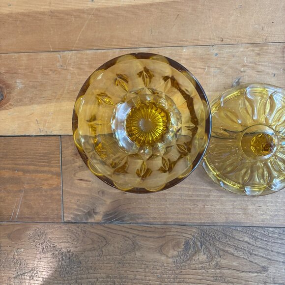 Vintage Amber Glass Candy Dish - Picture 4 of 5
